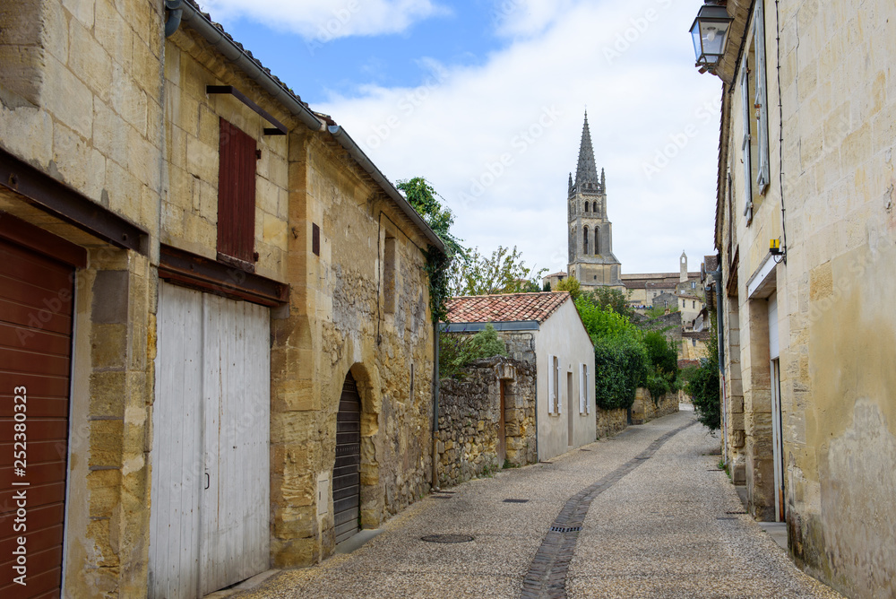 05.09.2017. Saint-Émilion, FRANCE. Saint-Émilion village -  UNESCO World Heritage Site with  fascinating Romanesque churches and ruins stretching all along steep and narrow streets.