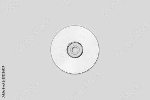 A blank white surface printable compact-disc mock-up isolated on soft gray background.Can be used for your design and branding.CD.