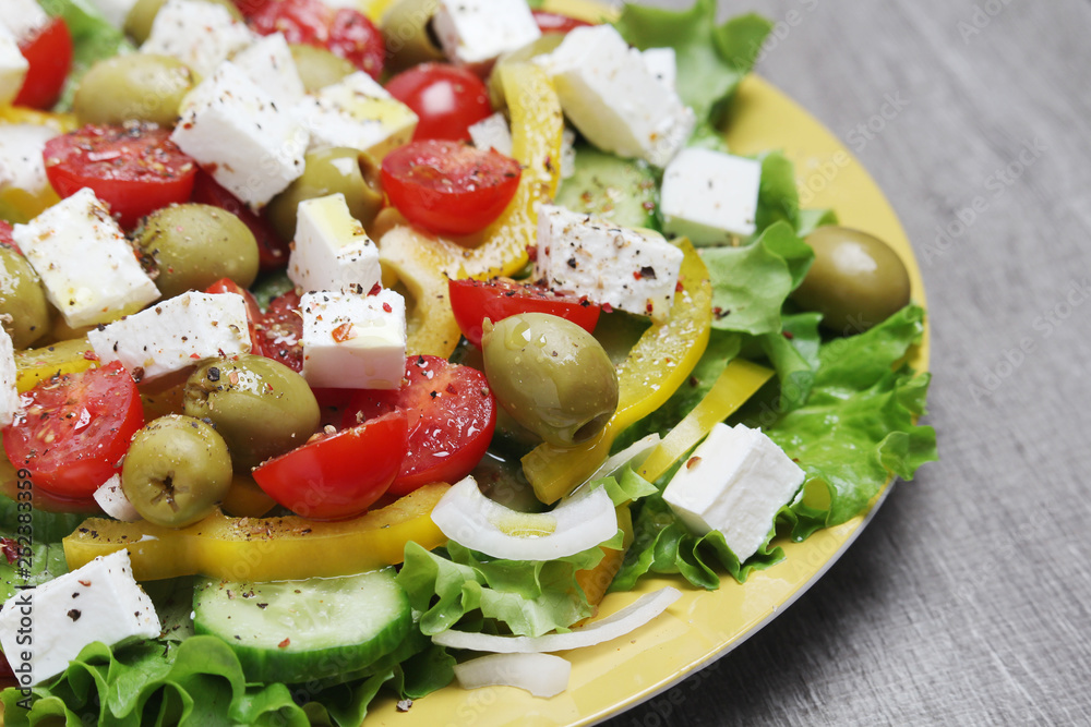 Traditional Greek salad on the plate Traditional Greek salad on the plate