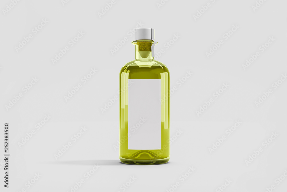 Olive oil Bottle with blank label Mock up isolated on soft gray ...