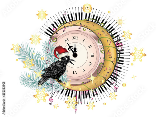 Retro clock with crow