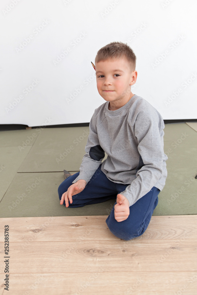 Naklejka premium Reconstruction of wooden floor.