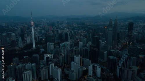 Photography A beautiful aerial view of Kuala Lumpur cityscape skyline Malaysia