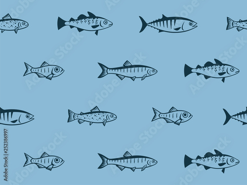 Vector fish seamless pattern.