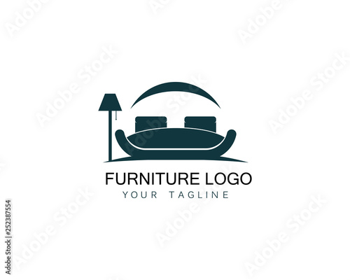 Furniture sofa logo design icon template. Home decor interior design vector illustration 