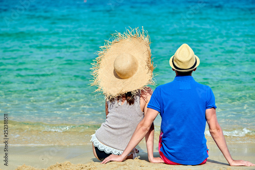 Couple on beach in Greece