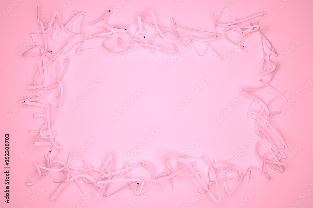Background abstract CGI composition, string backdrop virtual paper frame for design, graphic resource. 3D render.