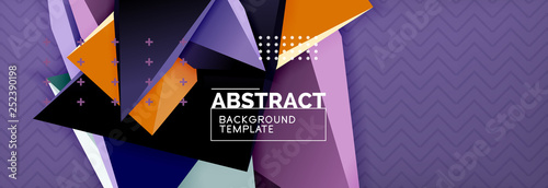 Vector 3d triangular shapes abstract background, origami futuristic template with lines