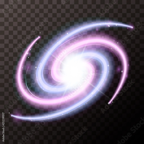 Spiral galactic with lots stars on transparent background
