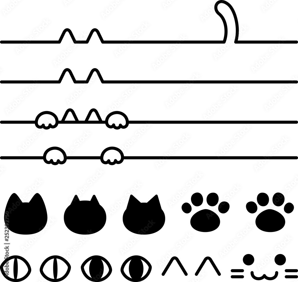 猫モチーフのライン アイコンのセット Stock Vector Adobe Stock
