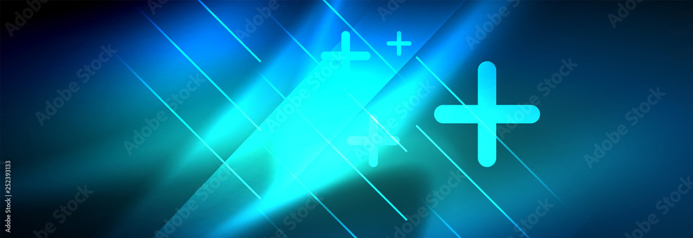 Obraz premium Neon glowing techno lines, hi-tech futuristic abstract background template with lines