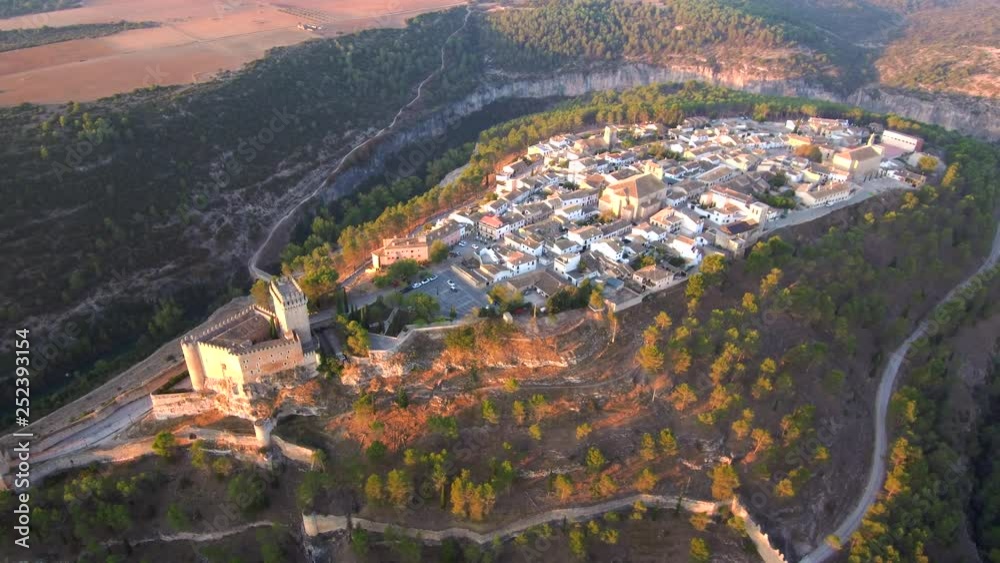 Aerial view of Alarcon. Beautiful village of Cuenca. Spain. 4k Drone Video