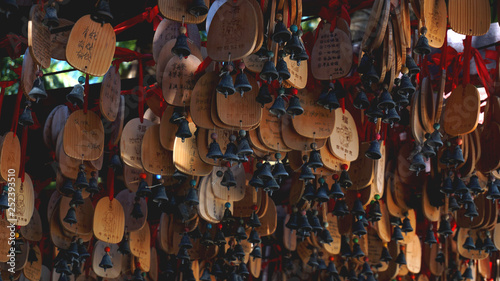 eople write and hang Ema Wood tag or Wooden label for praying for good luck happy other at Sanya, China