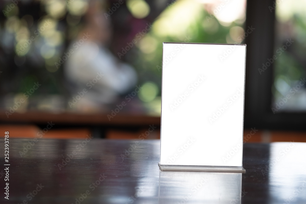 Stand Mock up Menu frame tent card blurred background design key visual layout Stand Mock up Menu frame tent card blurred background design key visual layout