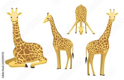 Cute Giraffe Sitting Cartoon Vector Illustration