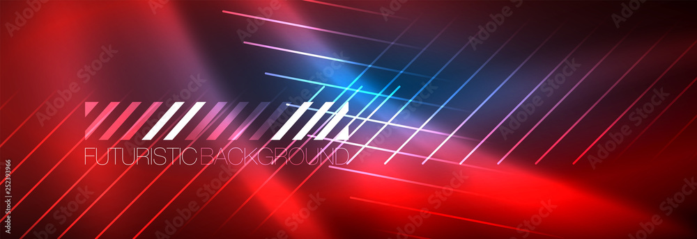 Neon glowing techno lines, hi-tech futuristic abstract background template with lines Neon glowing techno lines, hi-tech futuristic abstract background template with lines