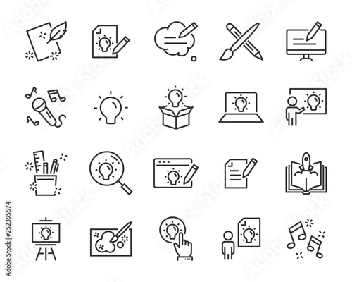 set of creative icons , such as thinking, drawing, work, education photo