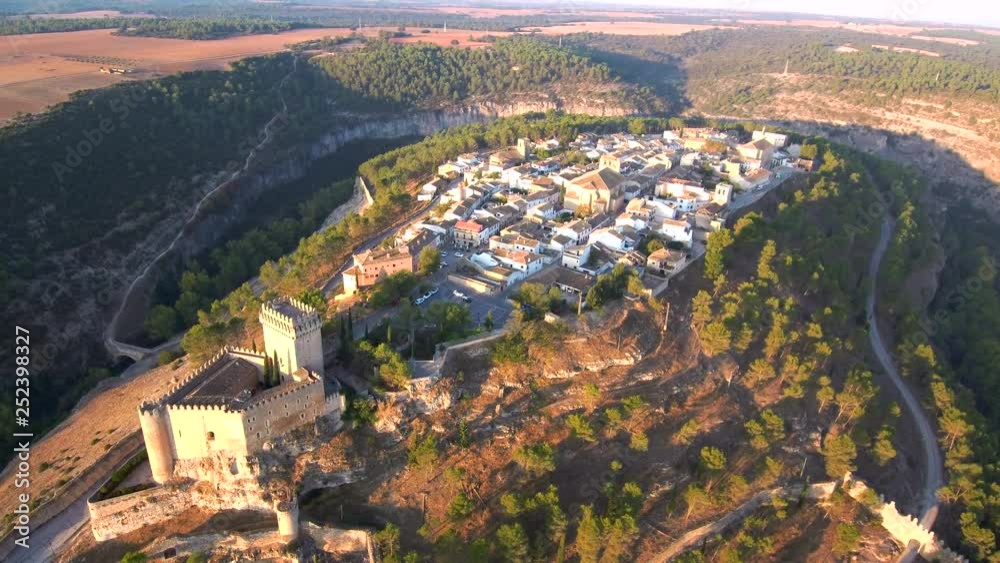 Aerial view of Alarcon. Beautiful village of Cuenca. Spain. 4k Drone Video