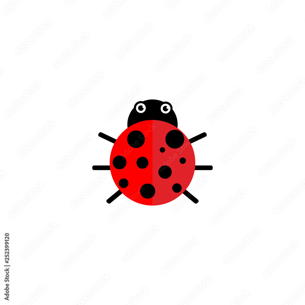 Ladybug or ladybird vector graphic illustration, isolated. Cute simple flat design of black and red lady beetle. Ladybug or ladybird vector graphic illustration, isolated. Cute simple flat design of black and red lady beetle.