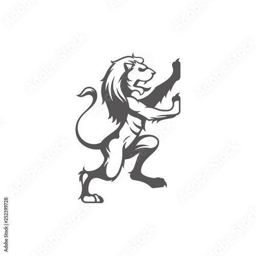 Lion silhouette isolated on white background vector illustration.