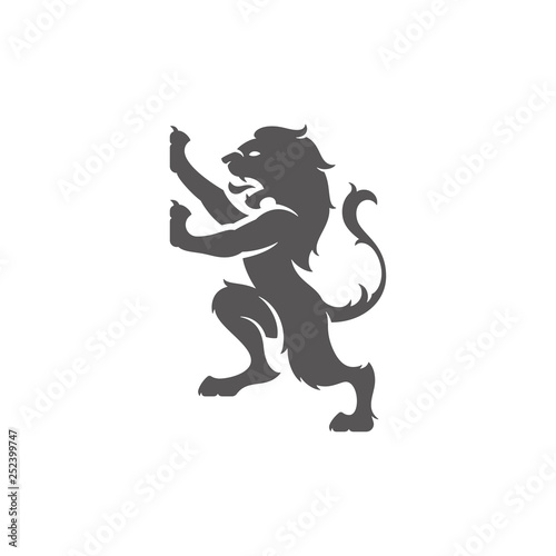 Lion silhouette isolated on white background vector illustration.
