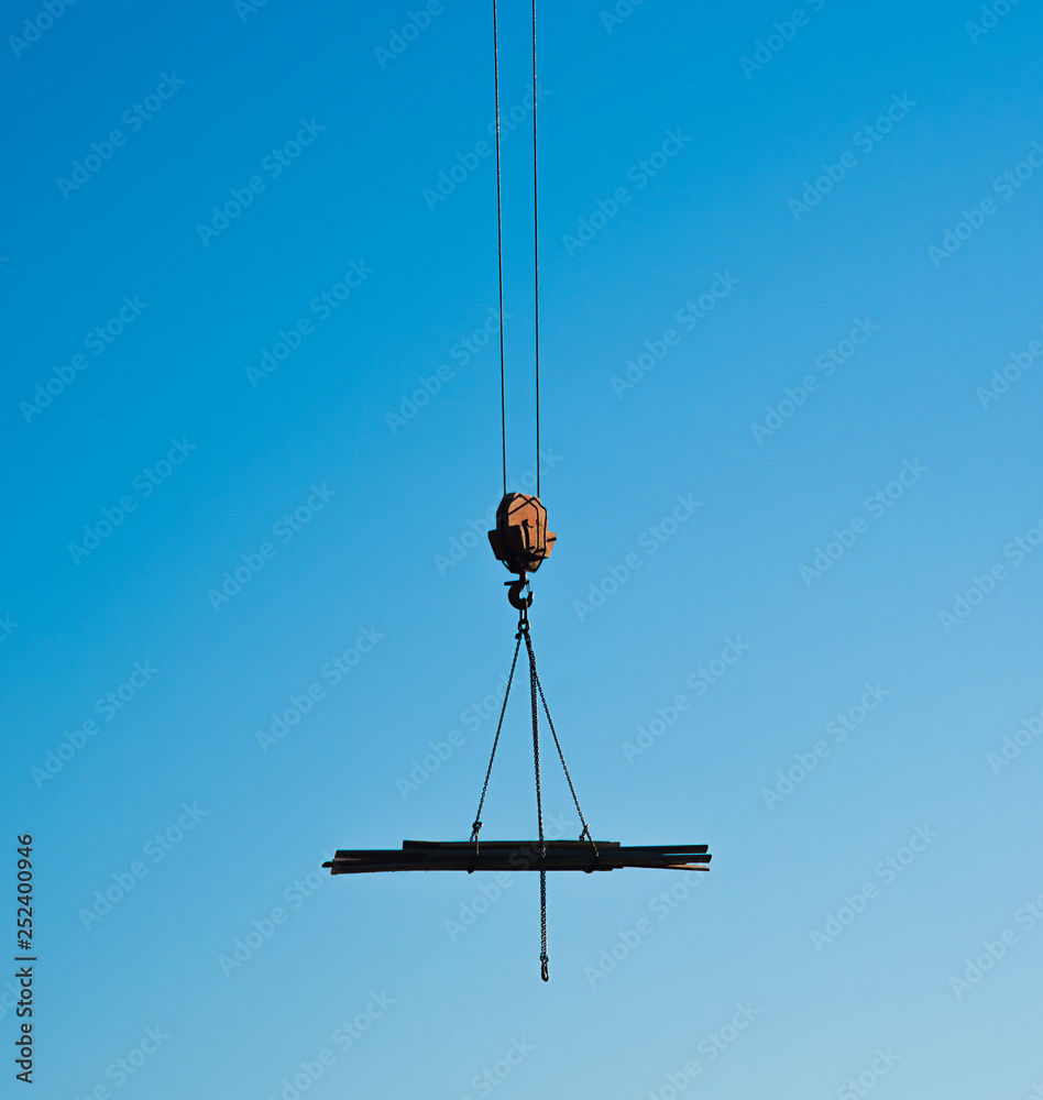 Hanging hook over the construction site Hanging hook over the construction site