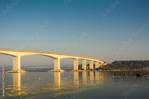 Horizontal View of the Bridge Aldo Moro that separes in two the Mar Piccolo in Taranto © daniele russo