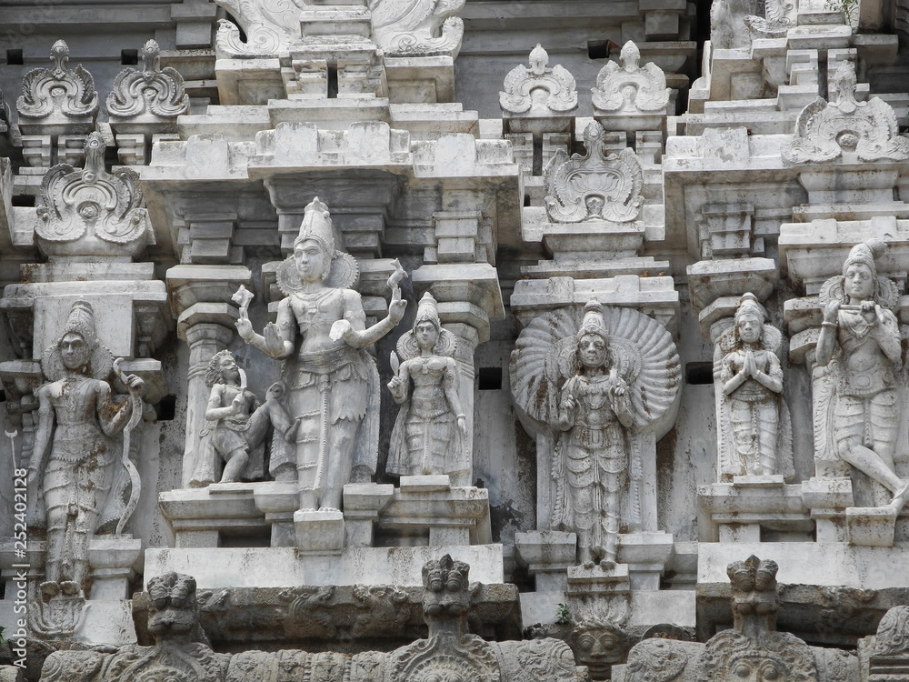 Hindu temple with sculptures, India, Tamil nadu