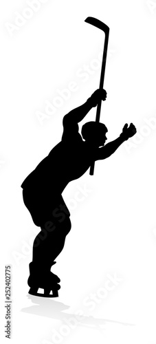 Photography A detailed silhouette hockey player sports illustration