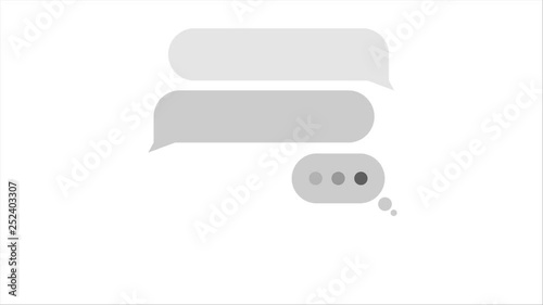 Text typing in messenger, sending message, message bubble for custom text on white screen.