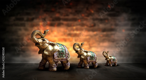 Golden elephant on a wooden...