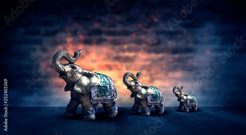 Golden elephant on a wooden...