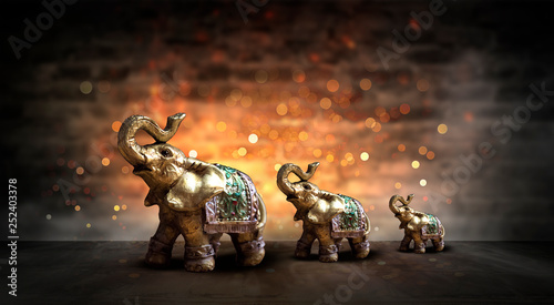 Golden elephant on a wooden...
