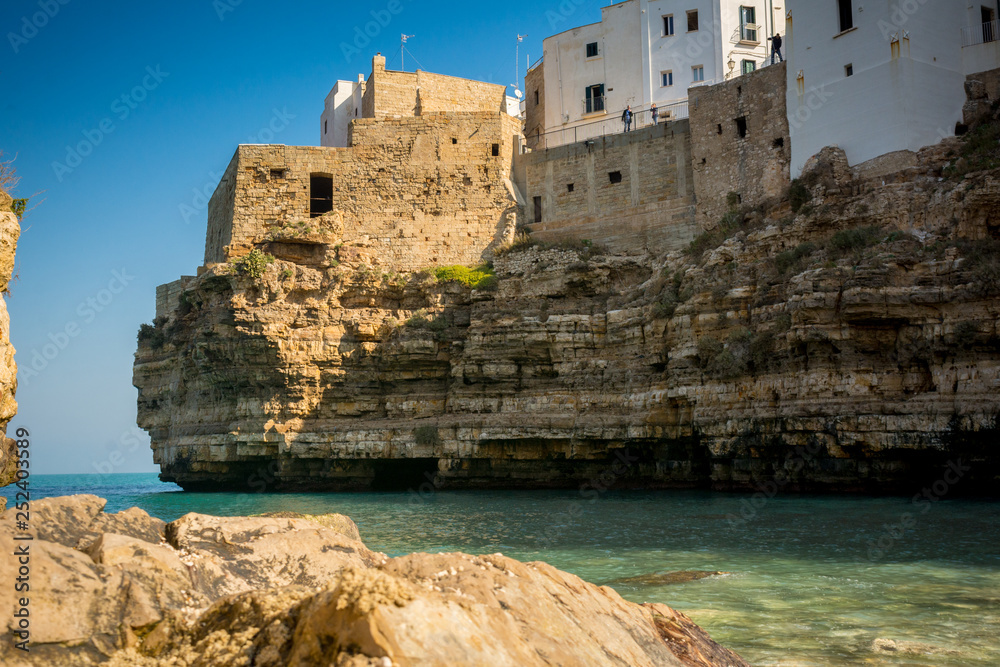 The Bay of Polignano a Mare Built on the Cliff near Bari, in Italy