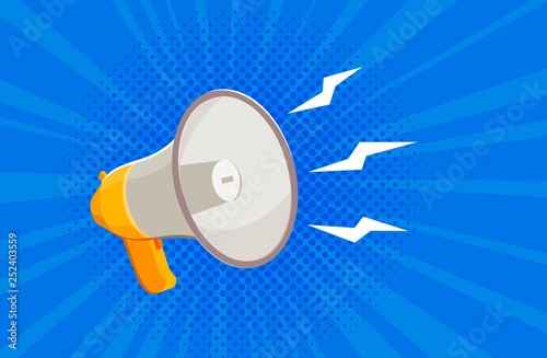 Megaphone, bullhorn. News, attention banner. Vector illustration