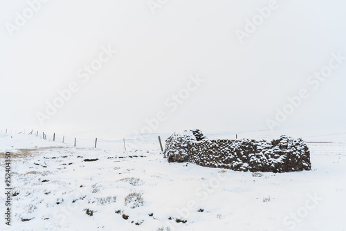 Snow scene on the way across the northern Nyenchen Tanglha Mountains Range from lake Namtso to Damxung  downtown, Lhasa, Tibet, China. photo