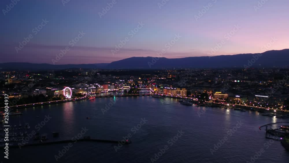 Aerial Switzerland Geneva June 2018 Night 30mm 4K Inspire 2 Prores Aerial video of downtown Geneva in Switzerland at night Aerial Switzerland Geneva June 2018 Night 30mm 4K Inspire 2 Prores Aerial video of downtown Geneva in Switzerland at night