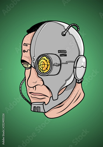 A face of a Cyborg, Vector illustration