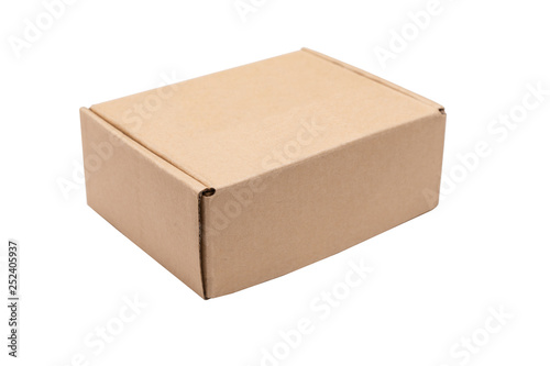 Brown cardboard box isolated on a white background © Olya