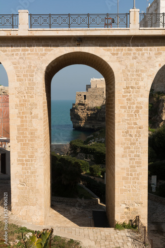 The Bridge in front of The Bay of Polignano a Mare Built on the Cliff near Bari, in Italy © daniele russo