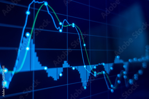 Stock market trading graph and candlestick chart for financial investment concept. Abstract finance background.