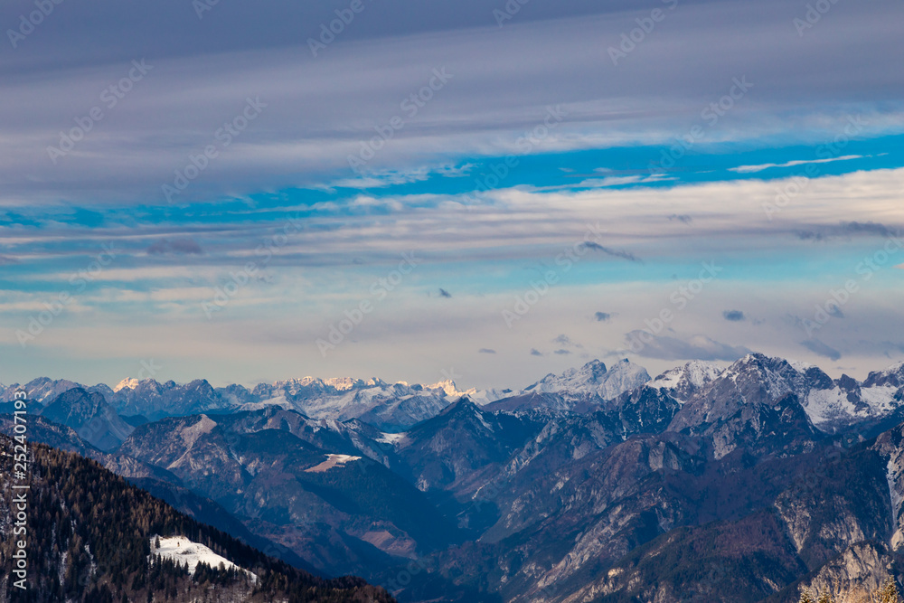 winter day in the alps of Friuli Venezia-Giulia