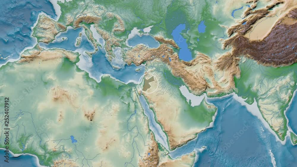 Vidéo Stock Jordan area presented against the global physical map in ...