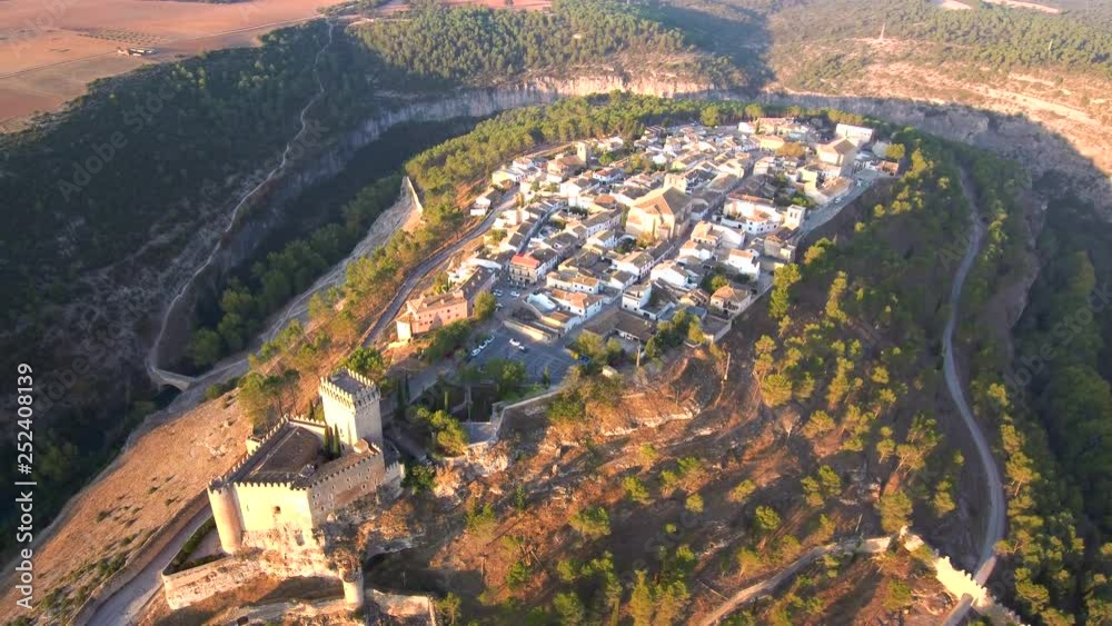 Aerial view of Alarcon. Beautiful village of Cuenca. Spain. 4k Drone Video
