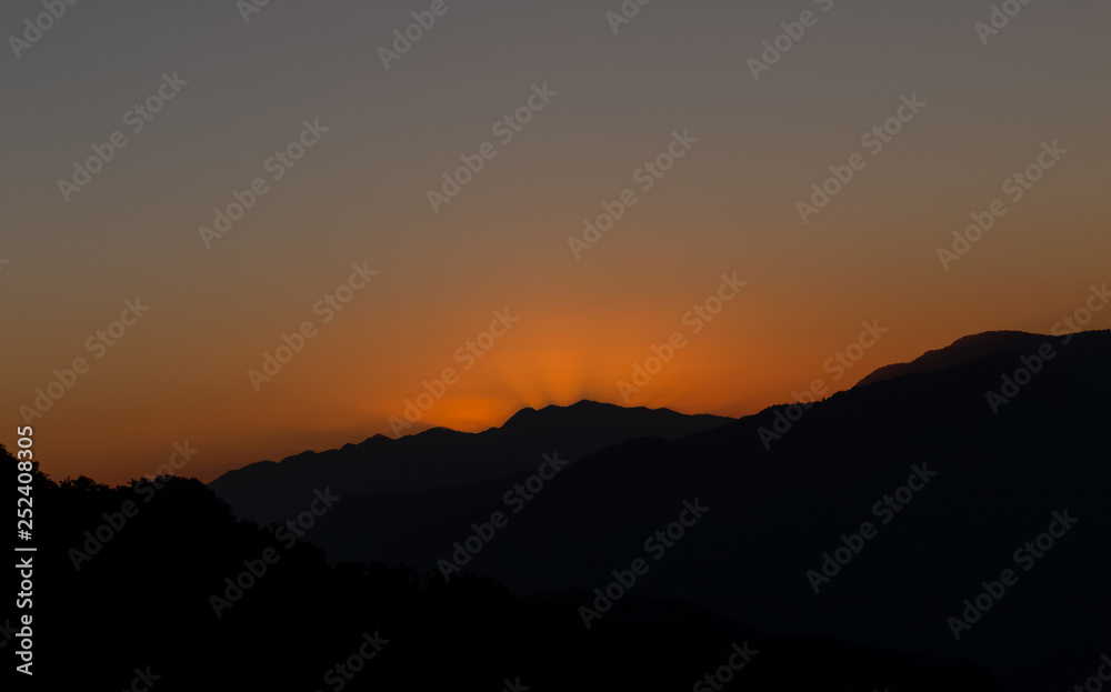 Landscape of Sun Set on hills