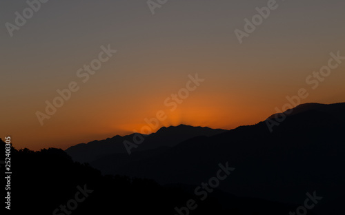 Landscape of Sun Set on hills