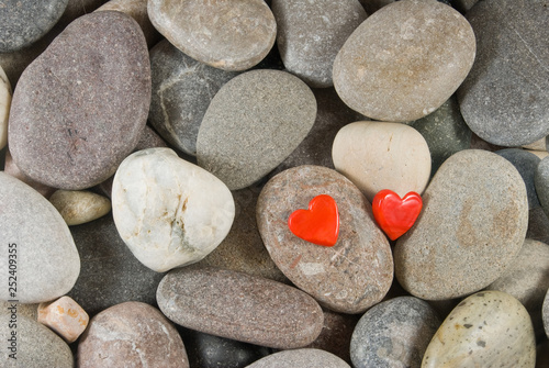 two red hearts on the stones