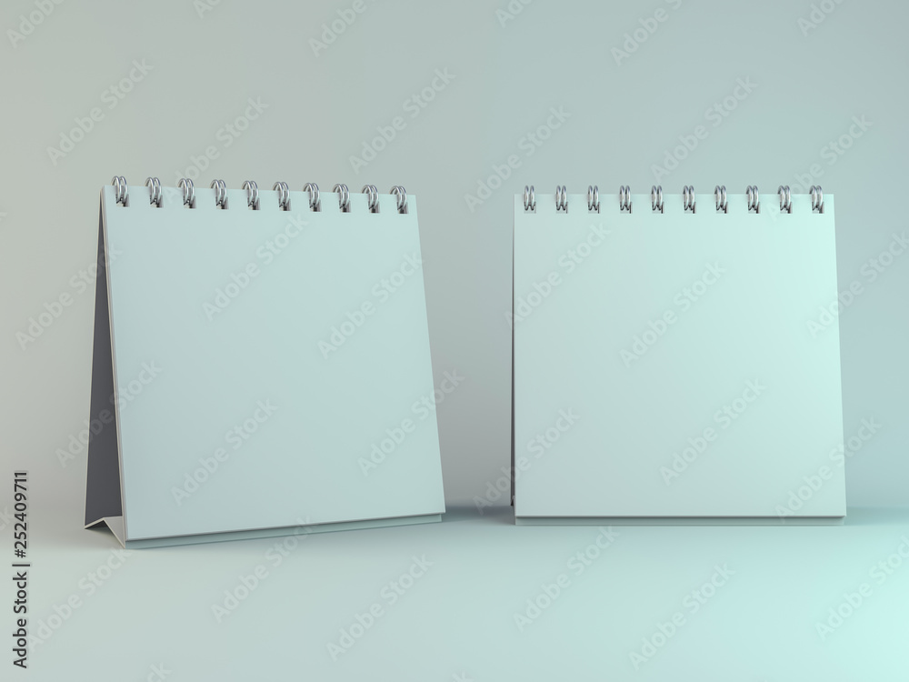Empty desk calendar on table. Mockup design concept. 3D Empty desk calendar on table. Mockup design concept. 3D
