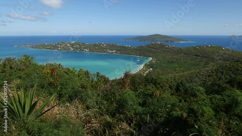 Wallpaper Mural Tracking aerial view of Magens Bay. Magens Bay, a tropical paradise is the most popular beach in St Thomas.  Torontodigital.ca