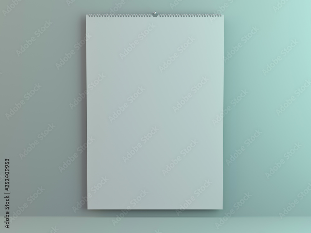 Blank design vertical calendar template with soft shadows. 3D